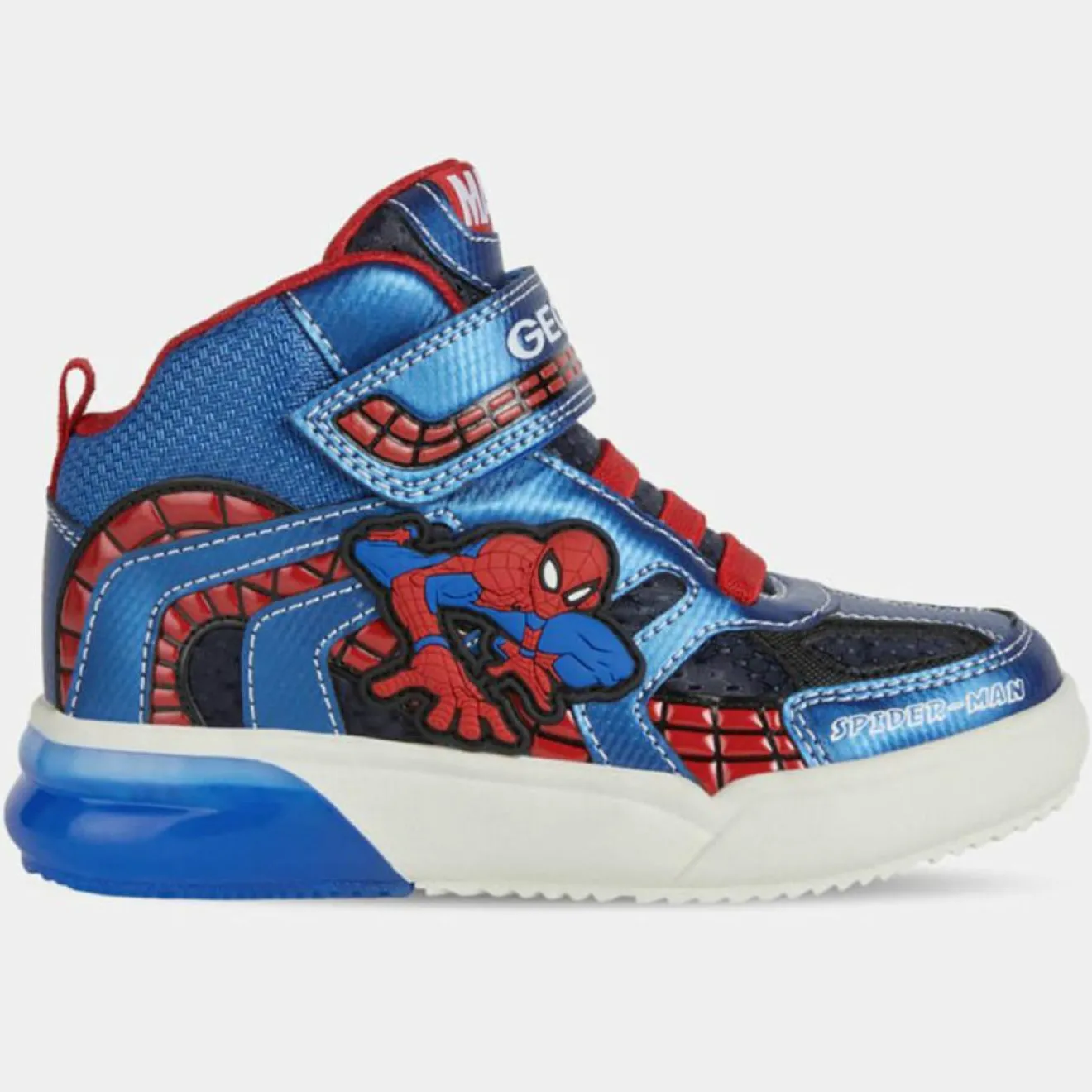 Enfant Geox Baskets à lumières Grayjay Spider-Man x Marvel bleu/rouge
