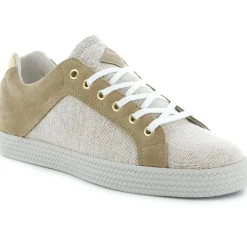 Hot Palladium Baskets basses en Cuir Kalexia bimatières beiges