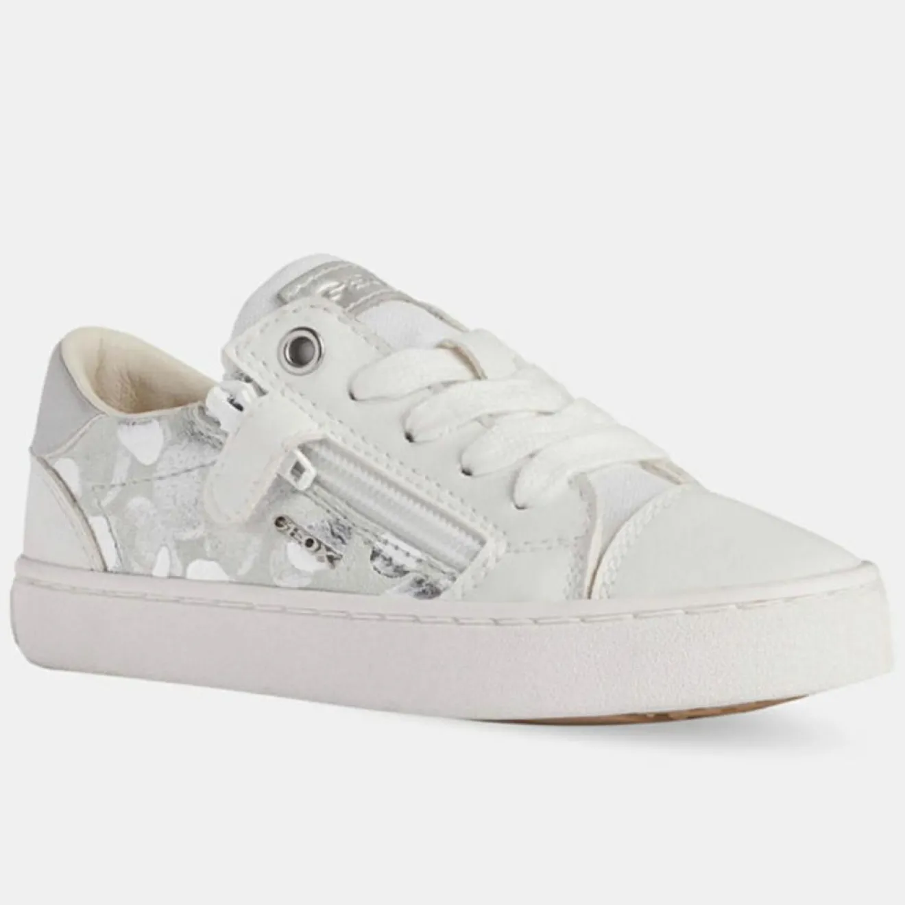 Enfant Geox Baskets en Cuir & Textile Kilwi blanches