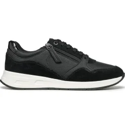 Outlet Geox Baskets en Cuir & Velours de Cuir Bulmya noires