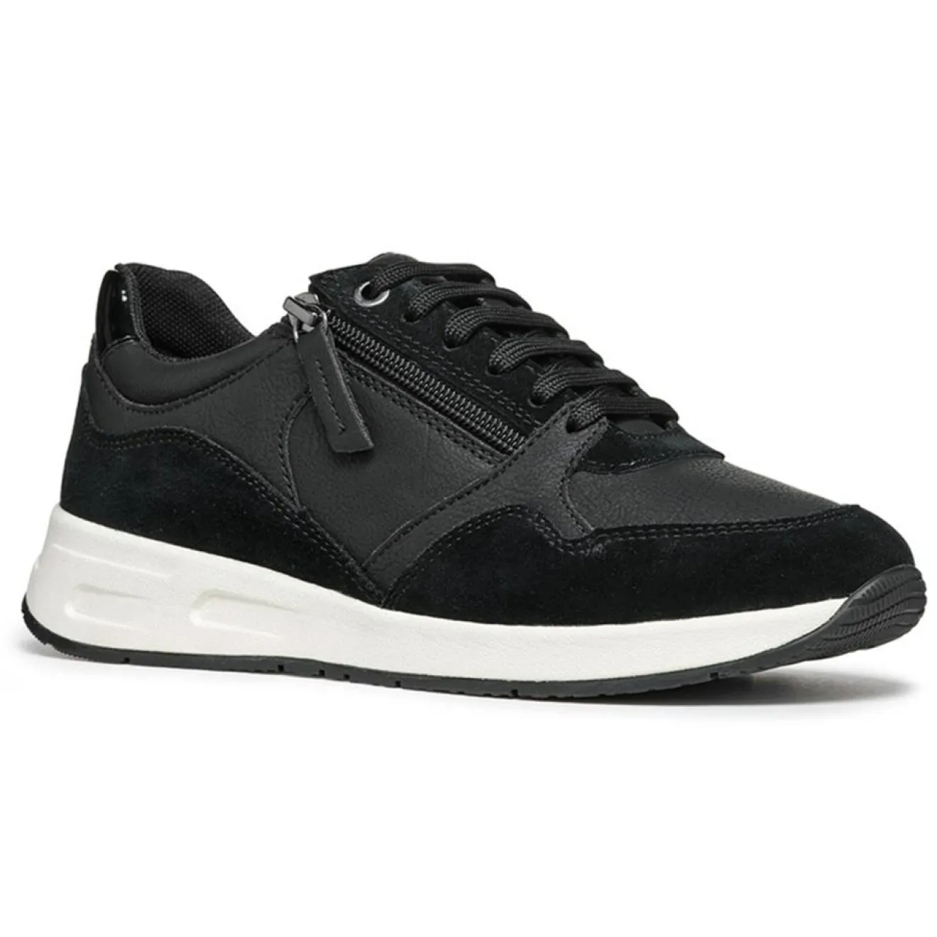 Outlet Geox Baskets en Cuir & Velours de Cuir Bulmya noires