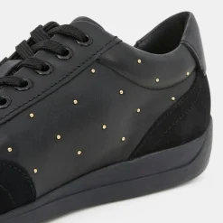 Discount Geox Baskets en Cuir & Velours de Cuir Myria noires