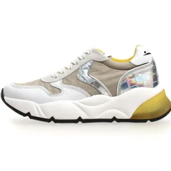 Voile Blanche Baskets en Cuir & Velours de Cuir Sheel argenté/gris - Talon 4 cm