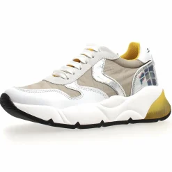 Voile Blanche Baskets en Cuir & Velours de Cuir Sheel argenté/gris - Talon 4 cm