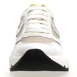 Voile Blanche Baskets en Cuir & Velours de Cuir Sheel argenté/gris - Talon 4 cm