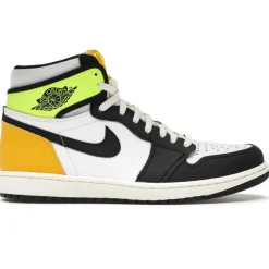 Outlet Nike Baskets en Cuir Air Jordan 1 High Og Vault blanc/noir/vert fluo/jaune