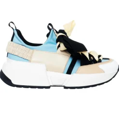 Discount Loretta Pettinari Baskets en Cuir Berlin beige/bleu/noir- Talon 5 cm