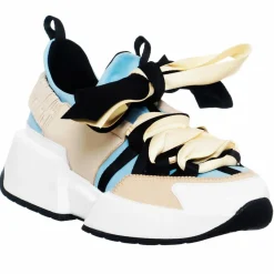 Discount Loretta Pettinari Baskets en Cuir Berlin beige/bleu/noir- Talon 5 cm