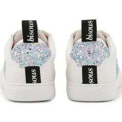 Femme Bons Baisers de Paname Baskets en Cuir Betty blanc/bleu/rose
