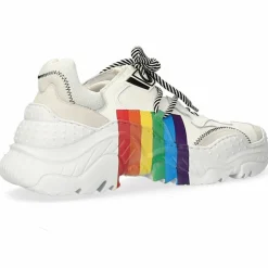 Hot N21 Baskets en Cuir blanc/multicolore