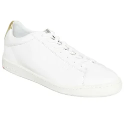 Femme Le Coq Sportif Baskets en Cuir Blazon Made In France blanc/doré