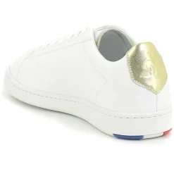 Femme Le Coq Sportif Baskets en Cuir Blazon Made In France blanc/doré