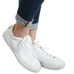 Femme Le Coq Sportif Baskets en Cuir Blazon Made In France blanc/doré