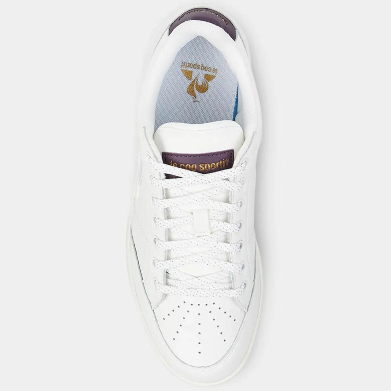 Outlet Le Coq Sportif Baskets en Cuir Court Clay blanc/violet
