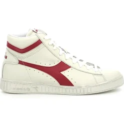Homme Diadora Baskets en Cuir Game L Hi Waxed blanc/rouge