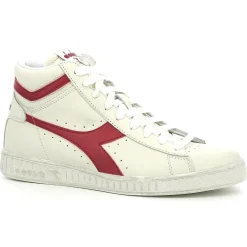 Homme Diadora Baskets en Cuir Game L Hi Waxed blanc/rouge