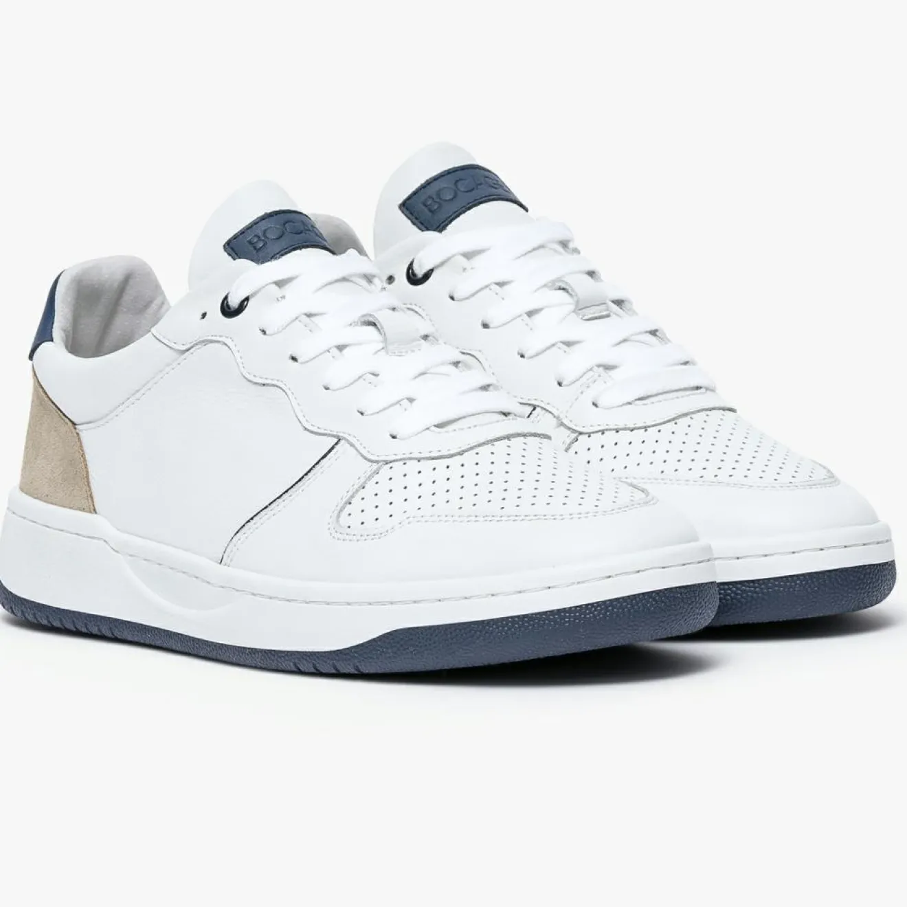 Bocage Baskets en Cuir Kadapa blanc/beige/bleu