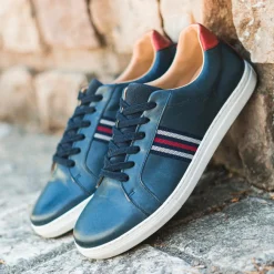 Homme Bocage Baskets en Cuir Kessy bleu marine