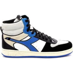 Sale Diadora Baskets en Cuir Magic Baske Mi blanc/bleu/noir