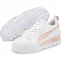 Hot Puma Baskets en Cuir Mayze blanc/rose