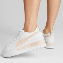 Hot Puma Baskets en Cuir Mayze blanc/rose