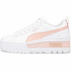 Hot Puma Baskets en Cuir Mayze blanc/rose