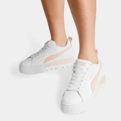 Hot Puma Baskets en Cuir Mayze blanc/rose