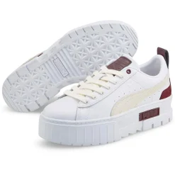Femme Puma Baskets en Cuir Mayze Luxe blanc/bordeaux