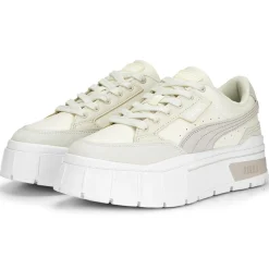 Clearance Puma Baskets en Cuir Mayze Stack Luxe blanc/beige