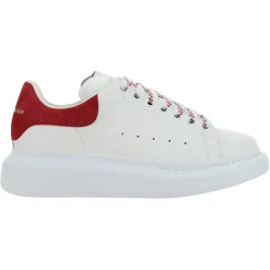 New Alexander McQueen Baskets en Cuir Oversized blanc/rouge