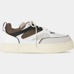 Femme Eytys Baskets en Cuir Sidney blanc/marron