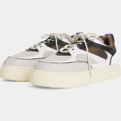 Femme Eytys Baskets en Cuir Sidney blanc/marron