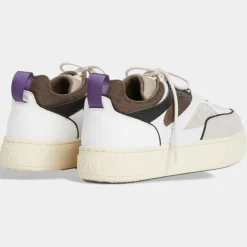 Femme Eytys Baskets en Cuir Sidney blanc/marron