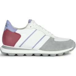 Femme Geox Baskets en Cuir Spherica blanc/cyclamen