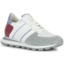 Femme Geox Baskets en Cuir Spherica blanc/cyclamen