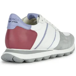 Femme Geox Baskets en Cuir Spherica blanc/cyclamen