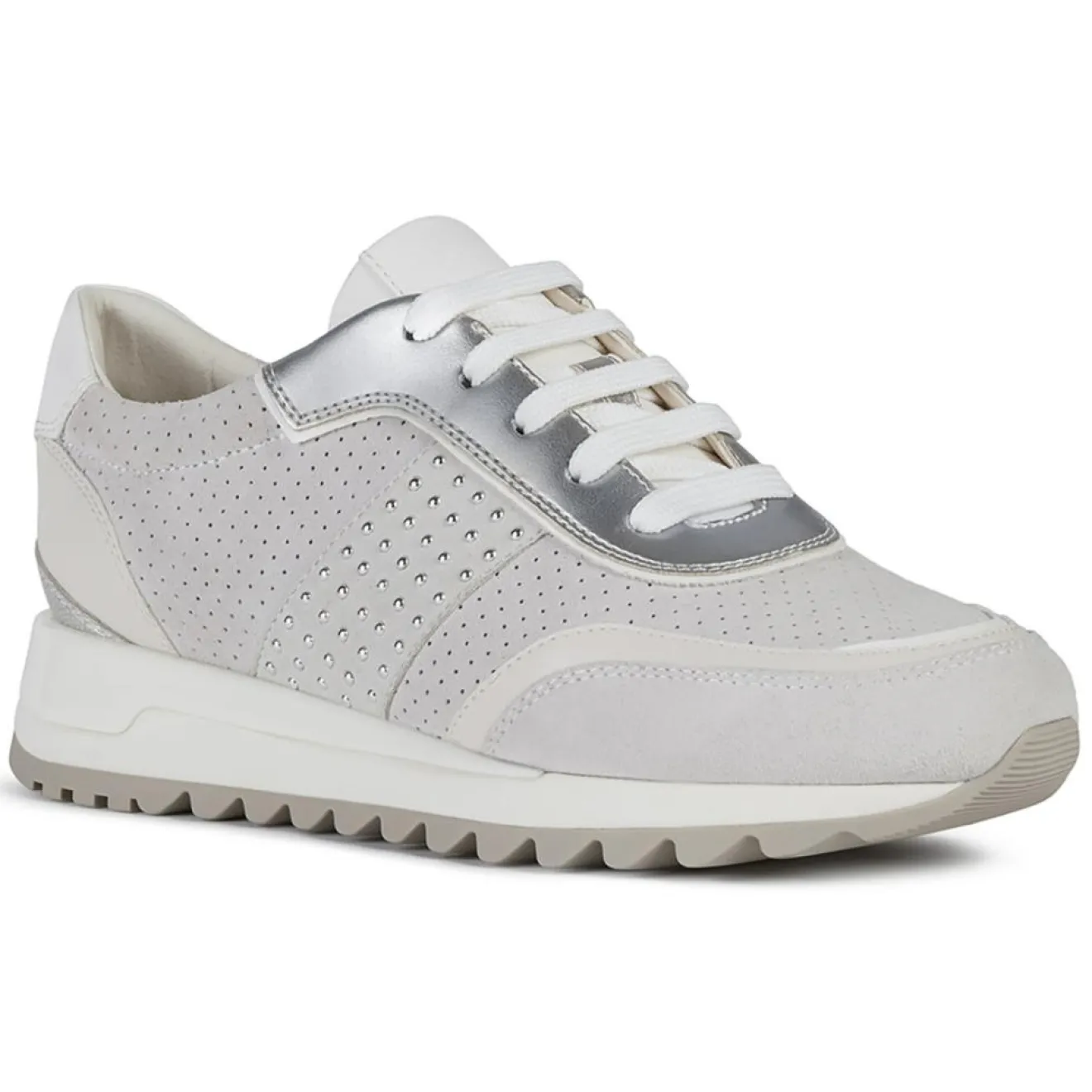 Clearance Geox Baskets en Cuir Tabelya blanc cassé/gris