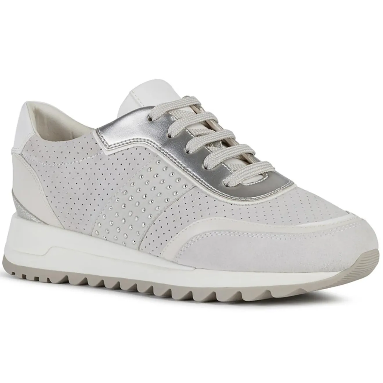 Clearance Geox Baskets en Cuir Tabelya blanc cassé/gris