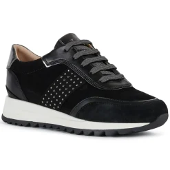 Femme Geox Baskets en Cuir Tabelya noir/métallique