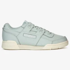 Femme Reebok Baskets en Cuir Workout Logo céladon bleues