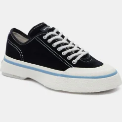 Femme Eytys Baskets en Velours de Cuir Laguna blanc/noir