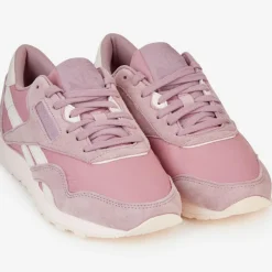 Discount Reebok Baskets en Velours de Cuir & Mesh Cl Nylon J4 roses