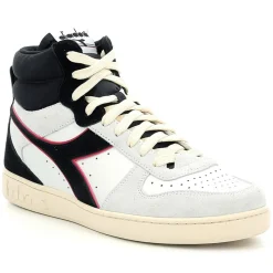 Homme Diadora Baskets en Velours de Cuir Magic B blanc/noir