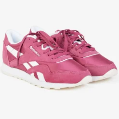 Femme Reebok Baskets en Velours de Cuir & Mesh Cl Nylon Cn4018 rose foncé