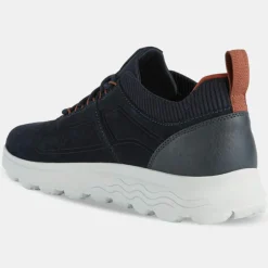 Homme Geox Baskets en Velours de Cuir Spherica bleu marine