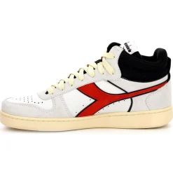 Homme Diadora Baskets en Velours de Cuir Magic B blanc/noir/rouge