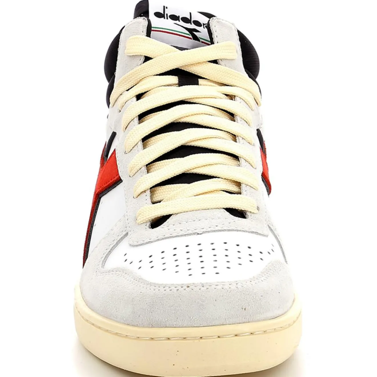 Homme Diadora Baskets en Velours de Cuir Magic B blanc/noir/rouge