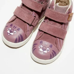 Enfant Geox Baskets en Velours de Cuir Kilwi x WWF rose foncé