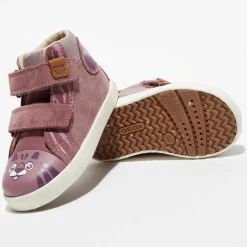 Enfant Geox Baskets en Velours de Cuir Kilwi x WWF rose foncé