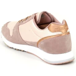 Femme Le Coq Sportif Baskets en Velours de Cuir & Mesh Jazy W Boutique rose moyen/crème
